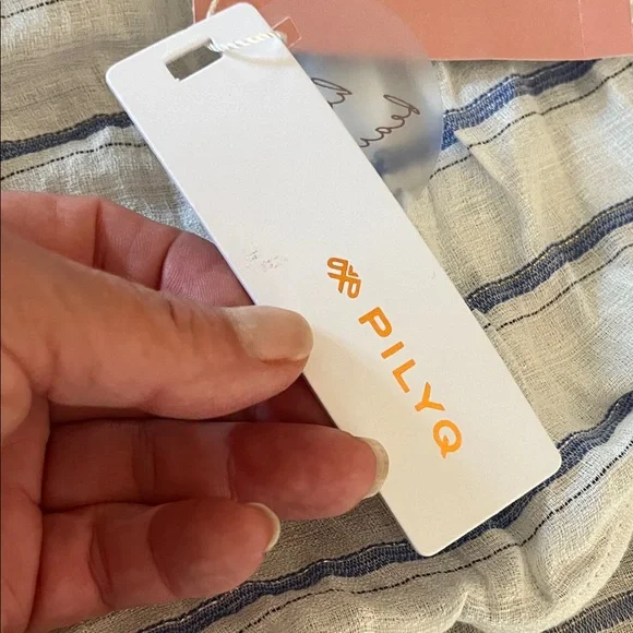 Pilyq High Waist Blue and White Plaid Shorts - Picture 3 of 8